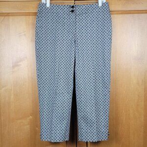 Talbots Navy and White Geometric Print Heritage Capri Pants - Size 4P